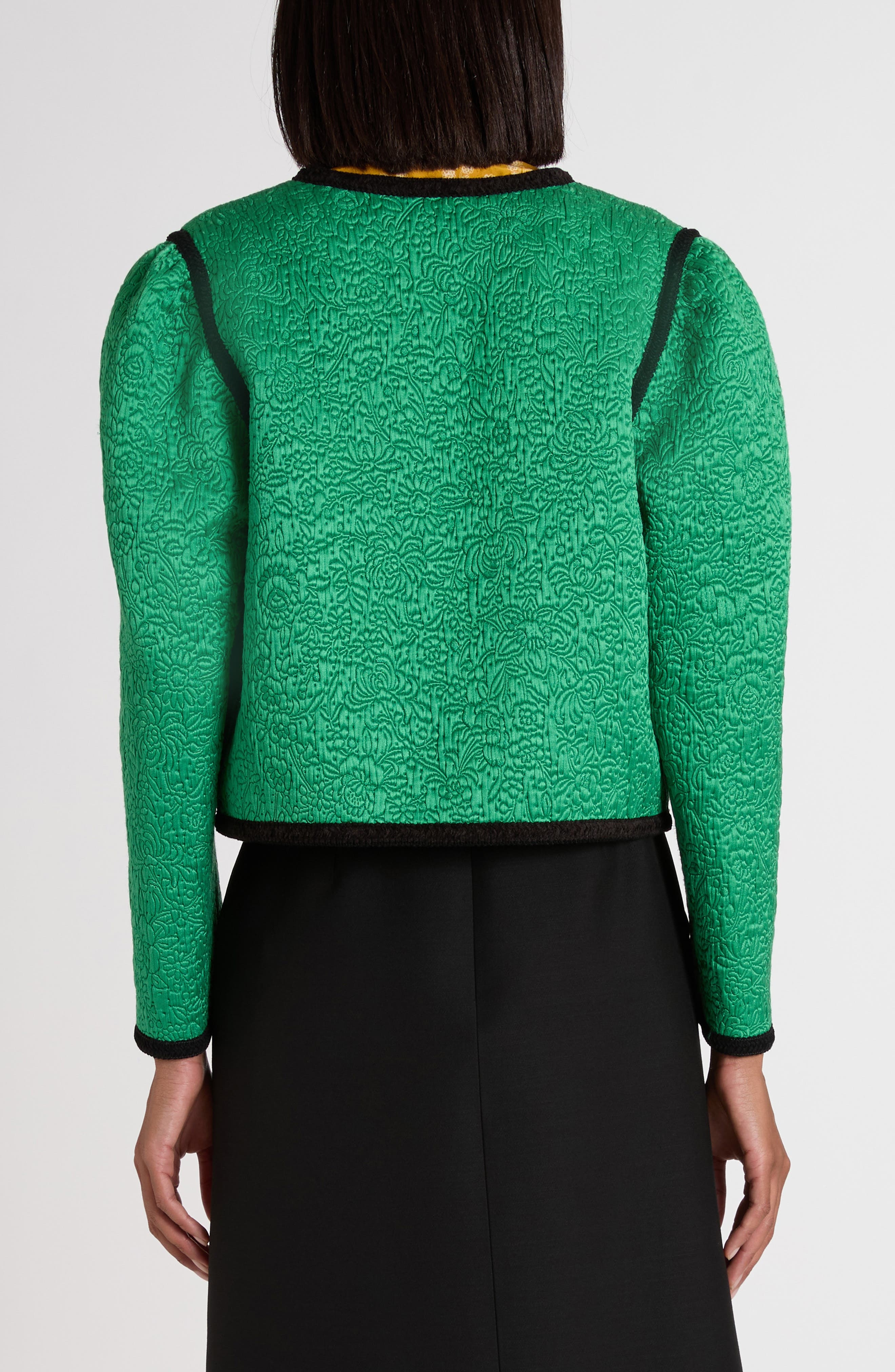 Valentino Garavani Après L'Hiver Floral Matelassé Crop Jacket in Green at Nordstrom - 3