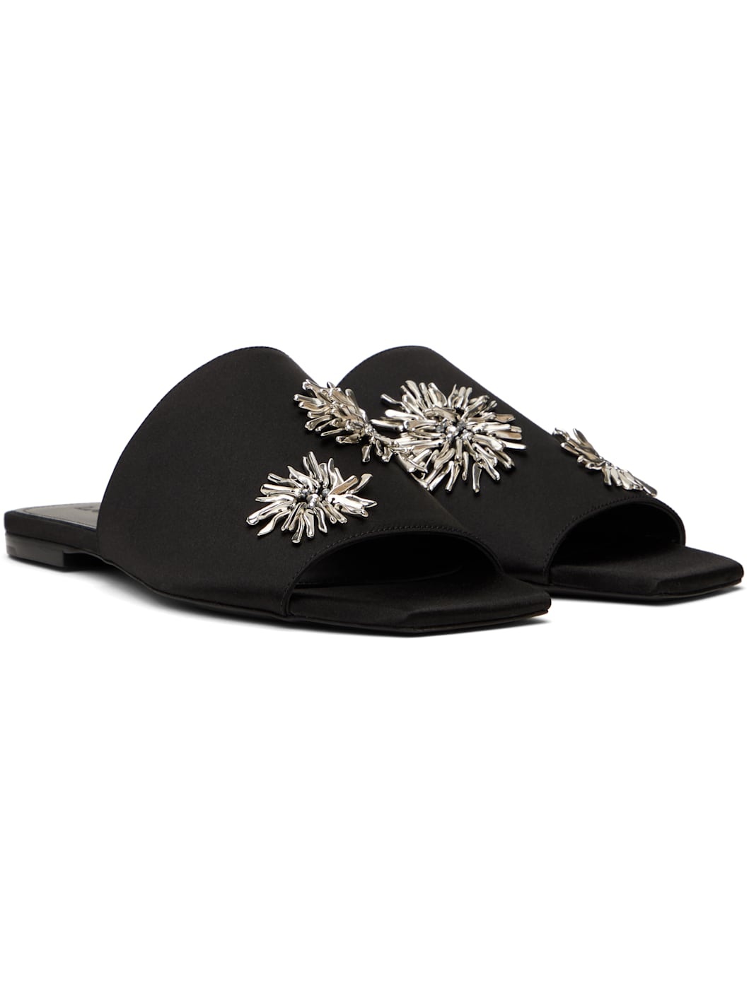 Black Satin Sandals - 4