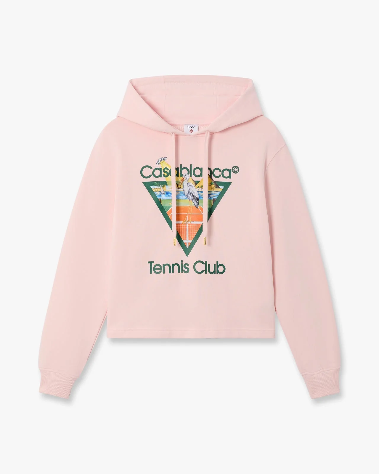 Pink Tennis Club Icon Pyramid Abduction Cropped Hooded Sweatshirt | Casablanca Paris - 1