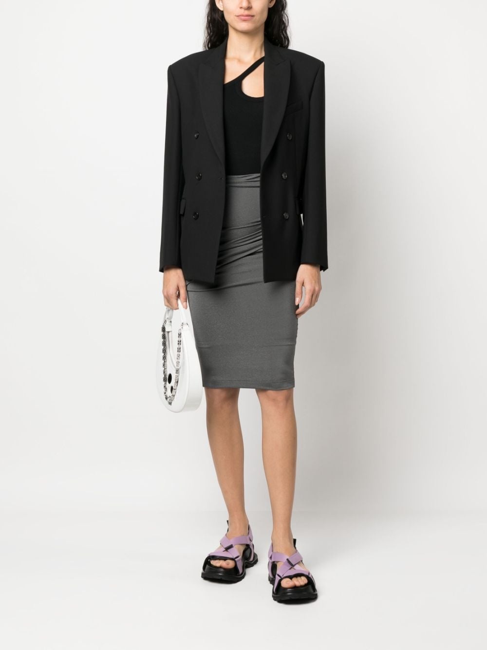 gathered-detail fitted skirt - 2