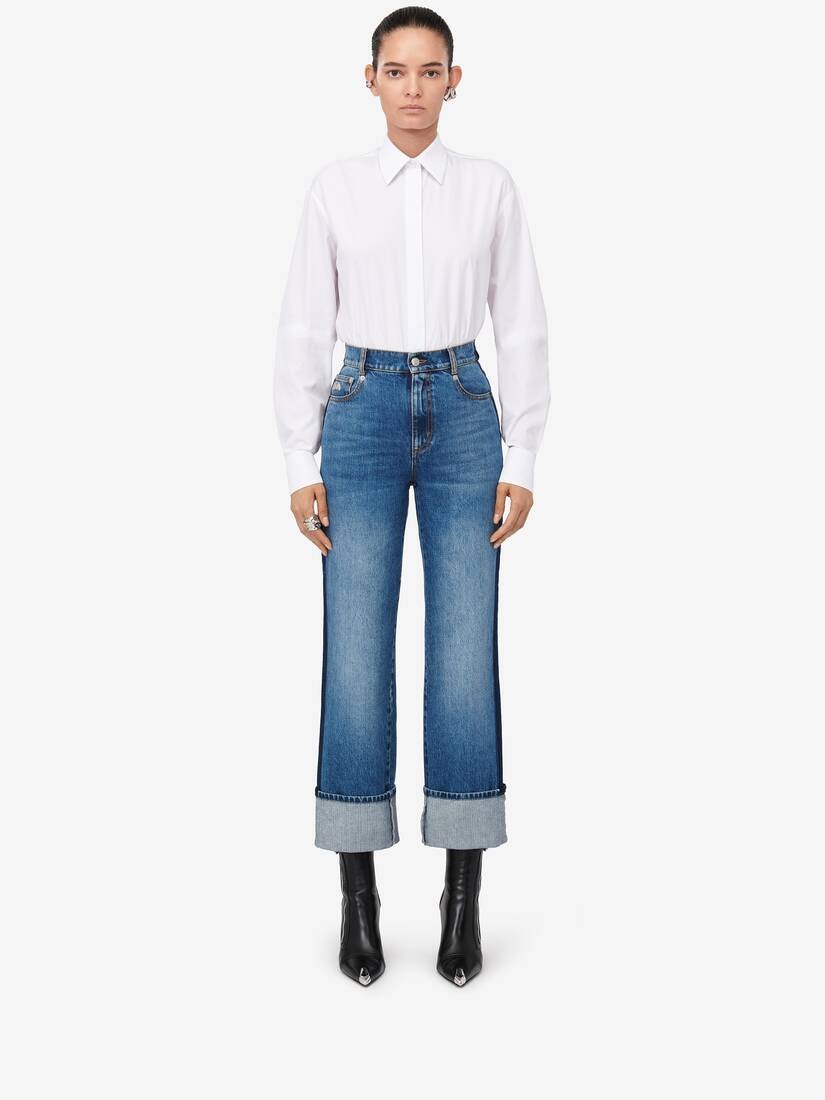 Women's Baggy Boyfriend Jeans in Washed Blue - 2