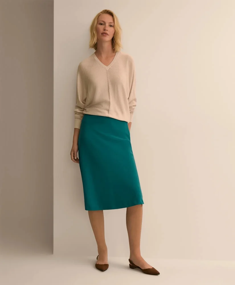 Crepe Bias-Cut Slip Skirt - 1