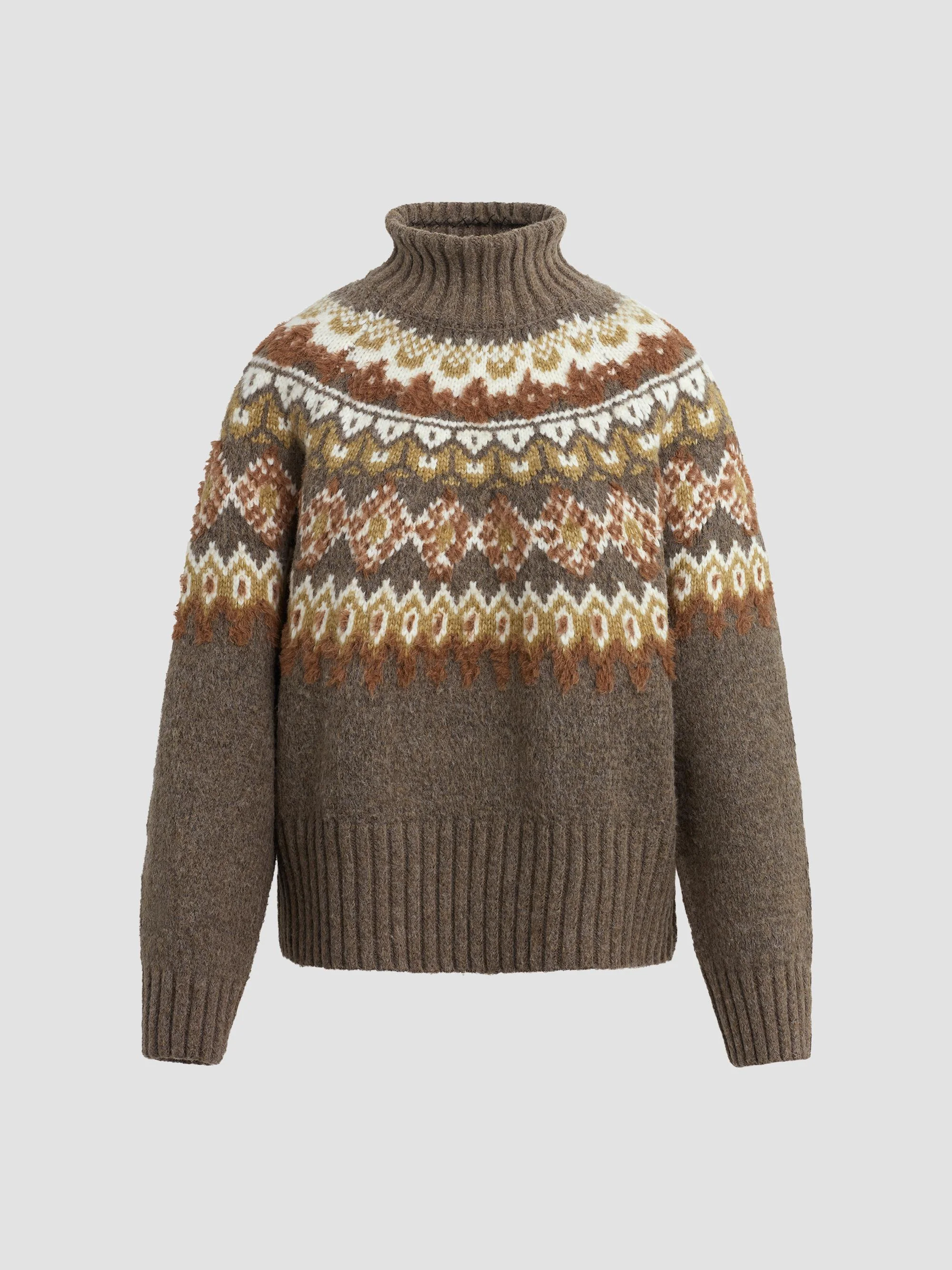 Women's The Elva Fair Isle-Style Sweater - Olive Chestnut - 1