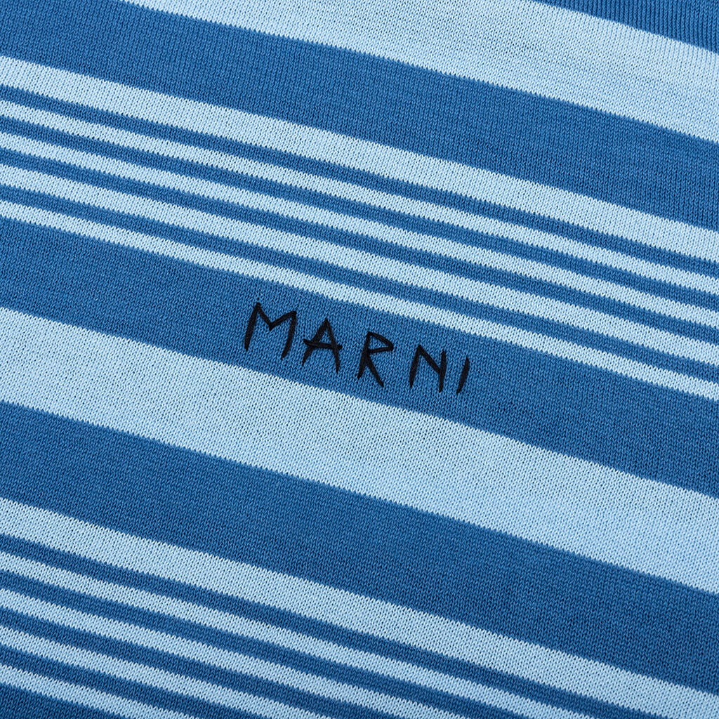 MIXED STRIPED POLO SHIRT - AZURE - 4