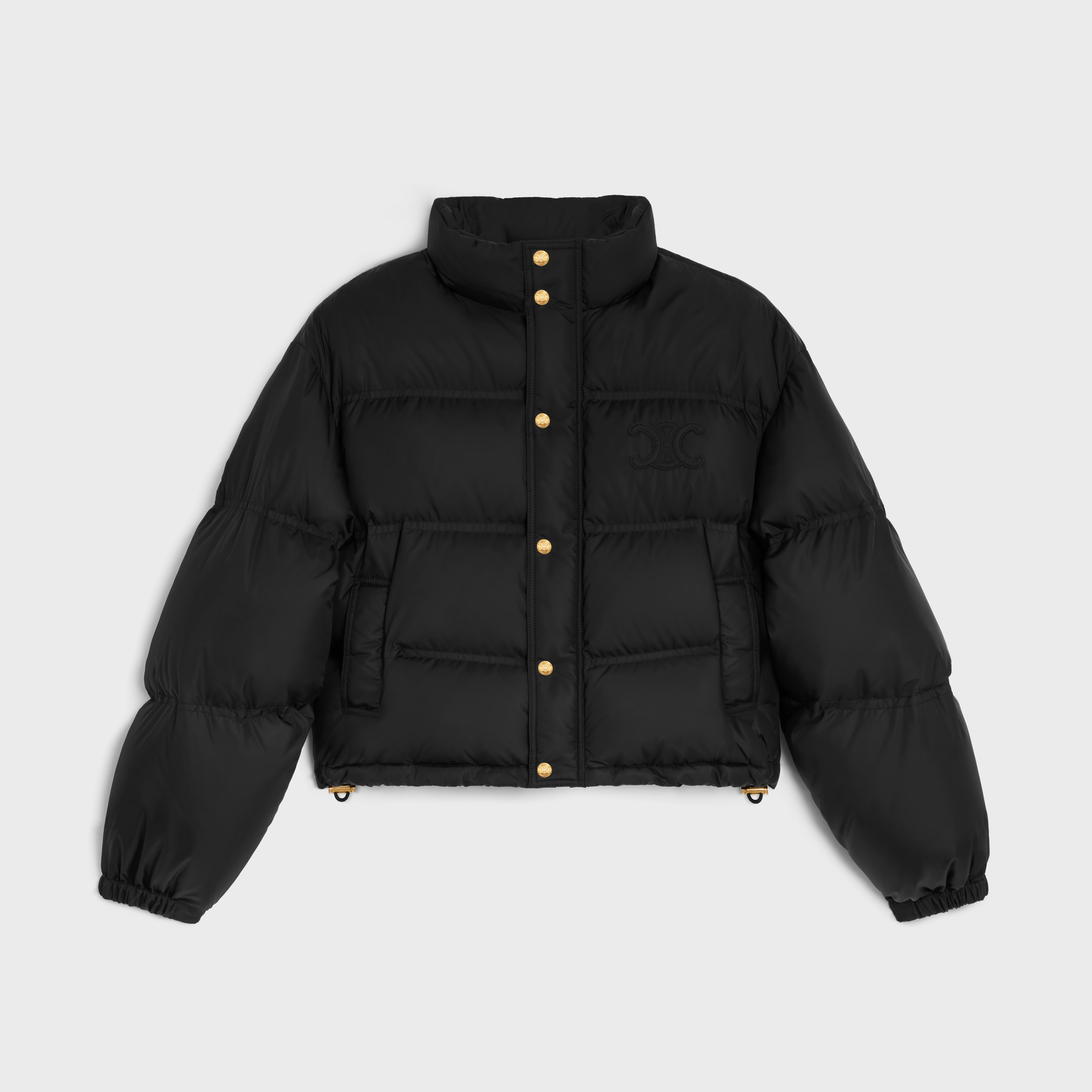 CELINE cropped triomphe down jacket in lightweight nylon