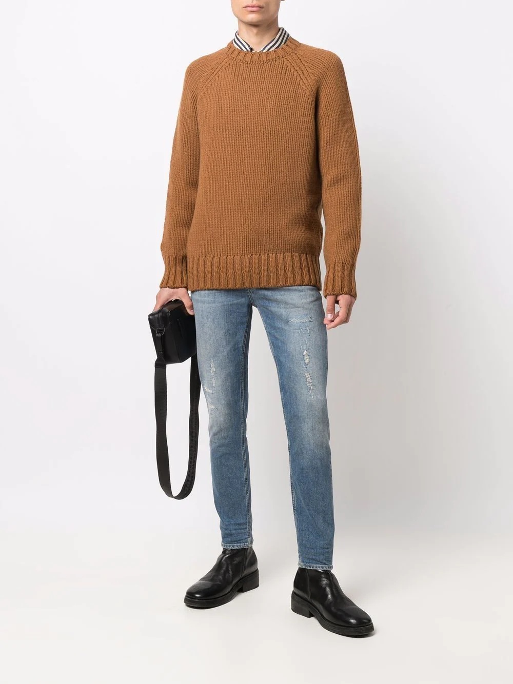 crewneck knitted wool jumper - 2