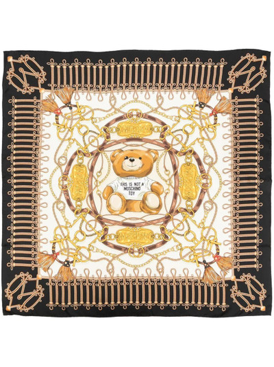 Moschino teddy chain-print silk scarf outlook