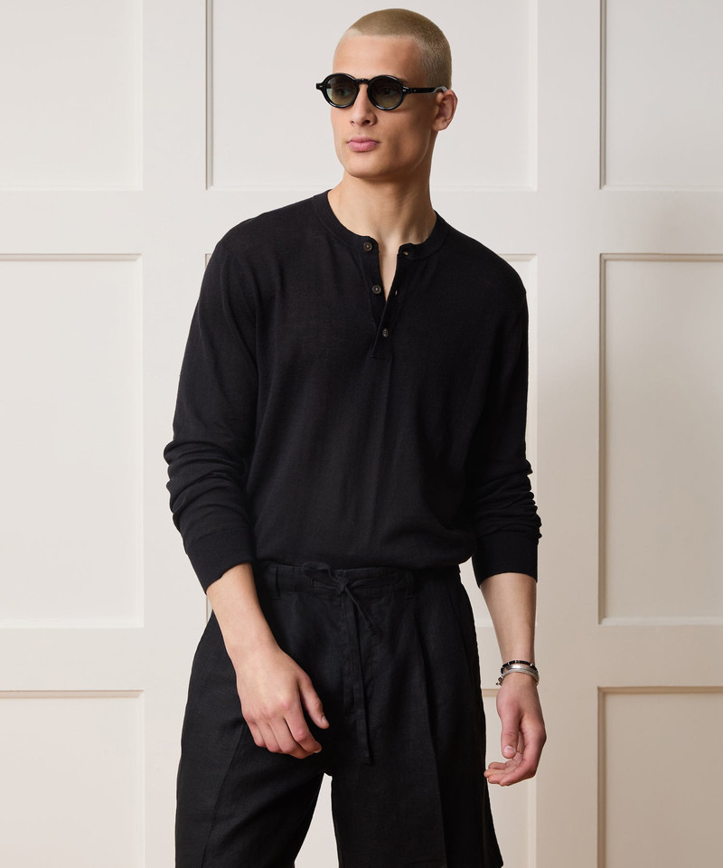 TODD SNYDER Linen-Cotton Henley Sweater outlook