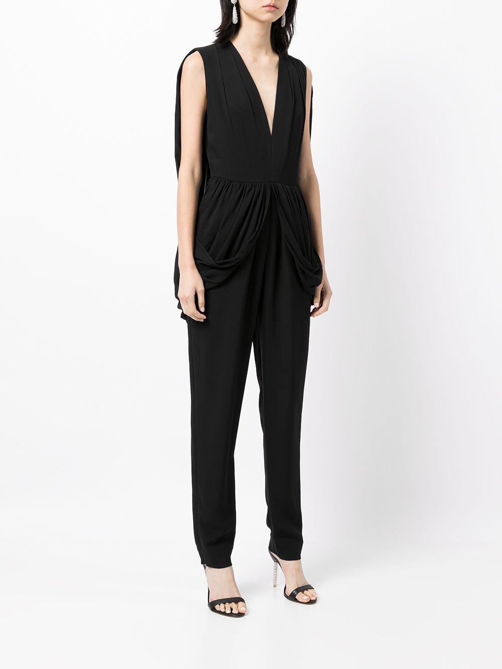 V-plunge cape jumpsuit - 3