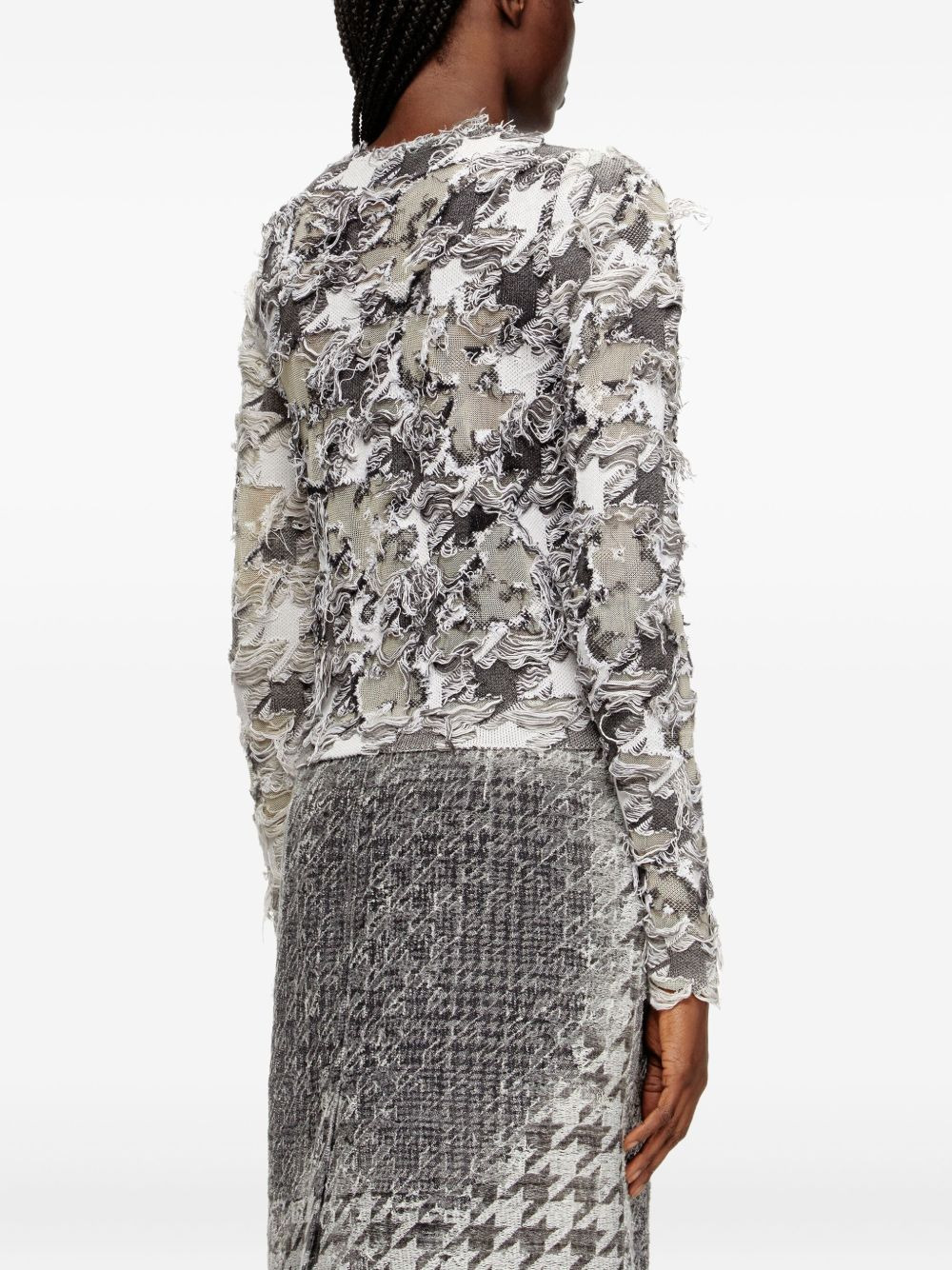 devoré-houndstooth-jacquard cardigan - 4