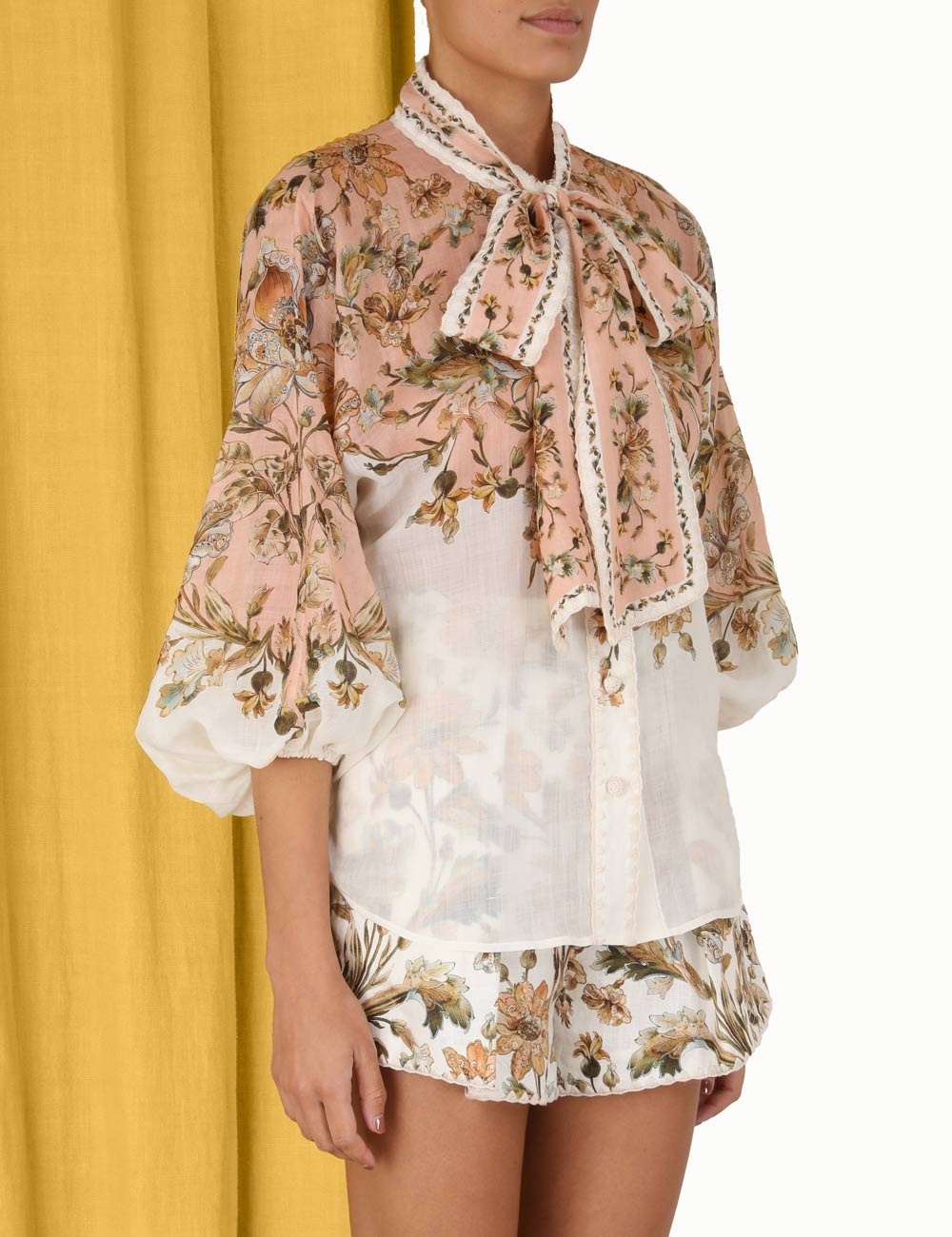 CHINTZ TIE NECK BLOUSE - 5