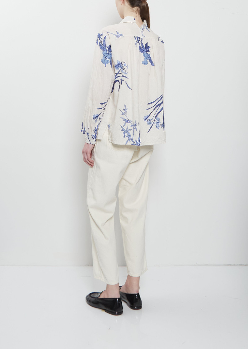 pas de calais Japonism Flower Cotton Shirt — Ivory outlook
