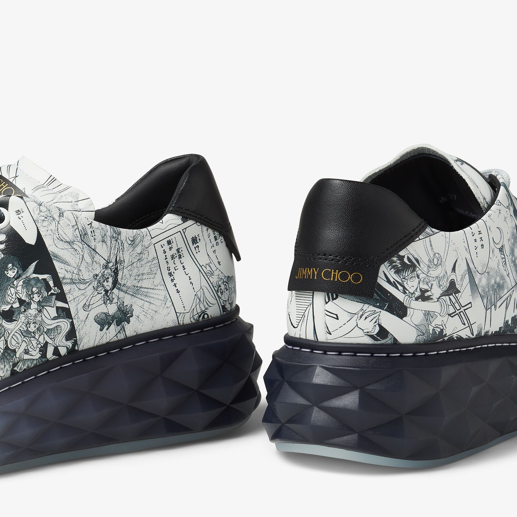 Collage Diamond Light Maxi
Monochrome Manga Printed Leather Low-Top Trainers - 3