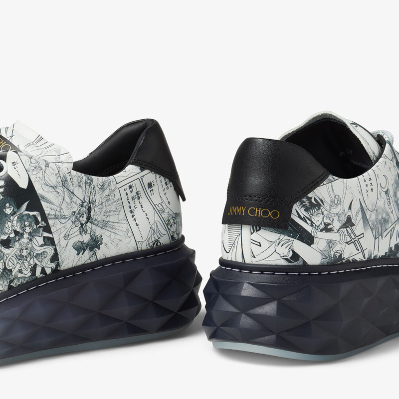 Collage Diamond Light Maxi
Monochrome Manga Printed Leather Low-Top Trainers 3
