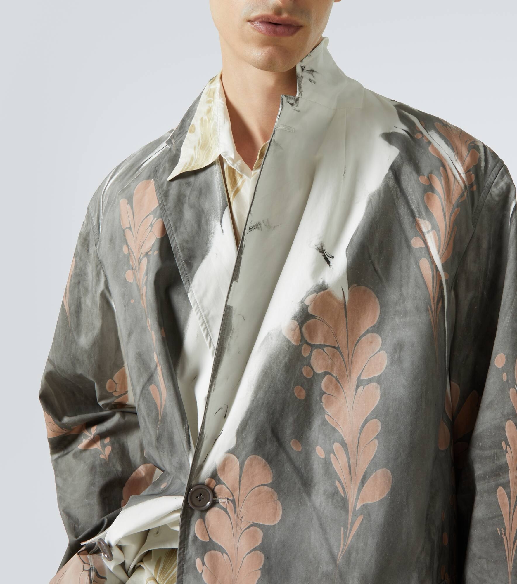 Printed double-breasted cotton coat - 7