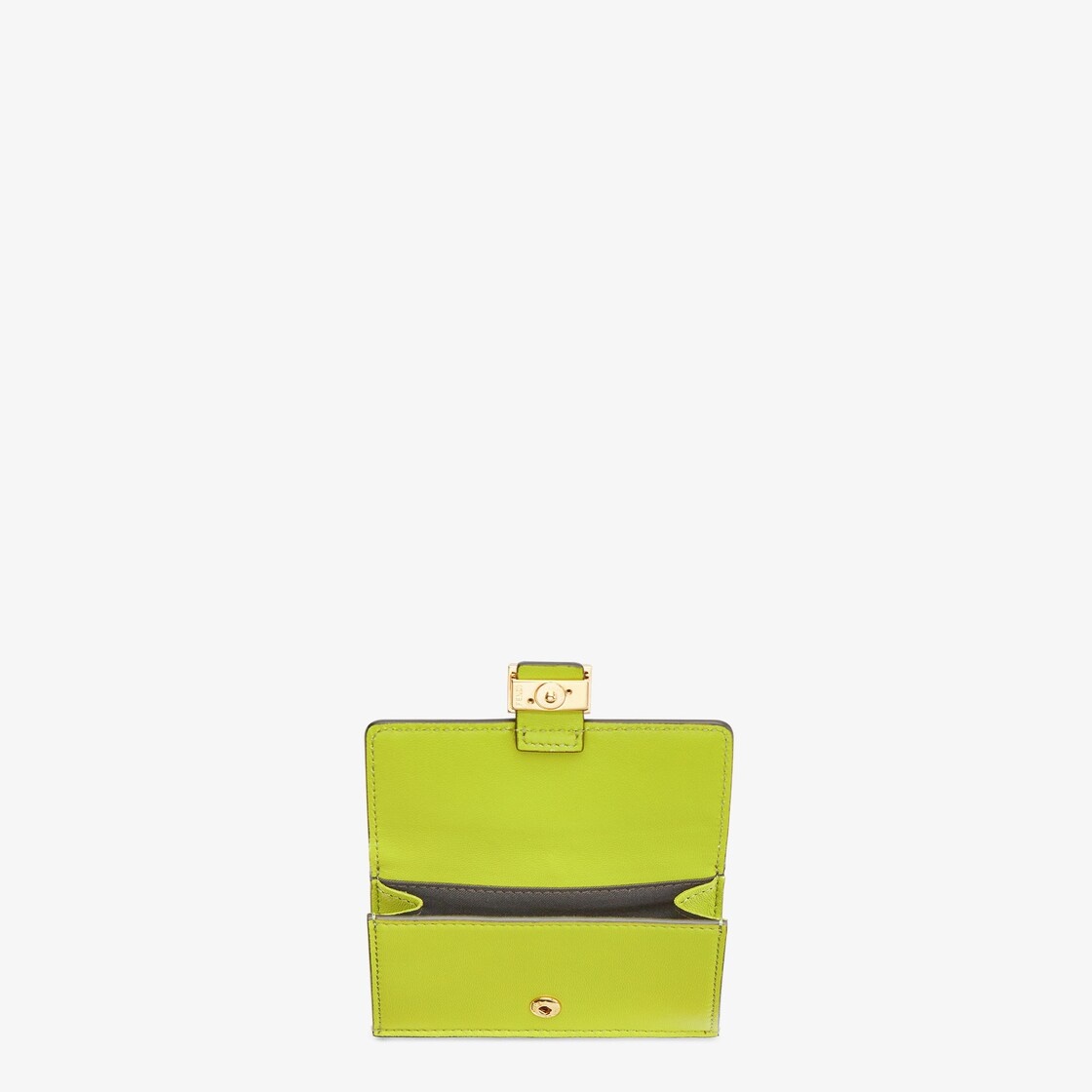 Baguette cardholder with three card slots and coin pocket with snap. Made of acid green nappa leathe - 3