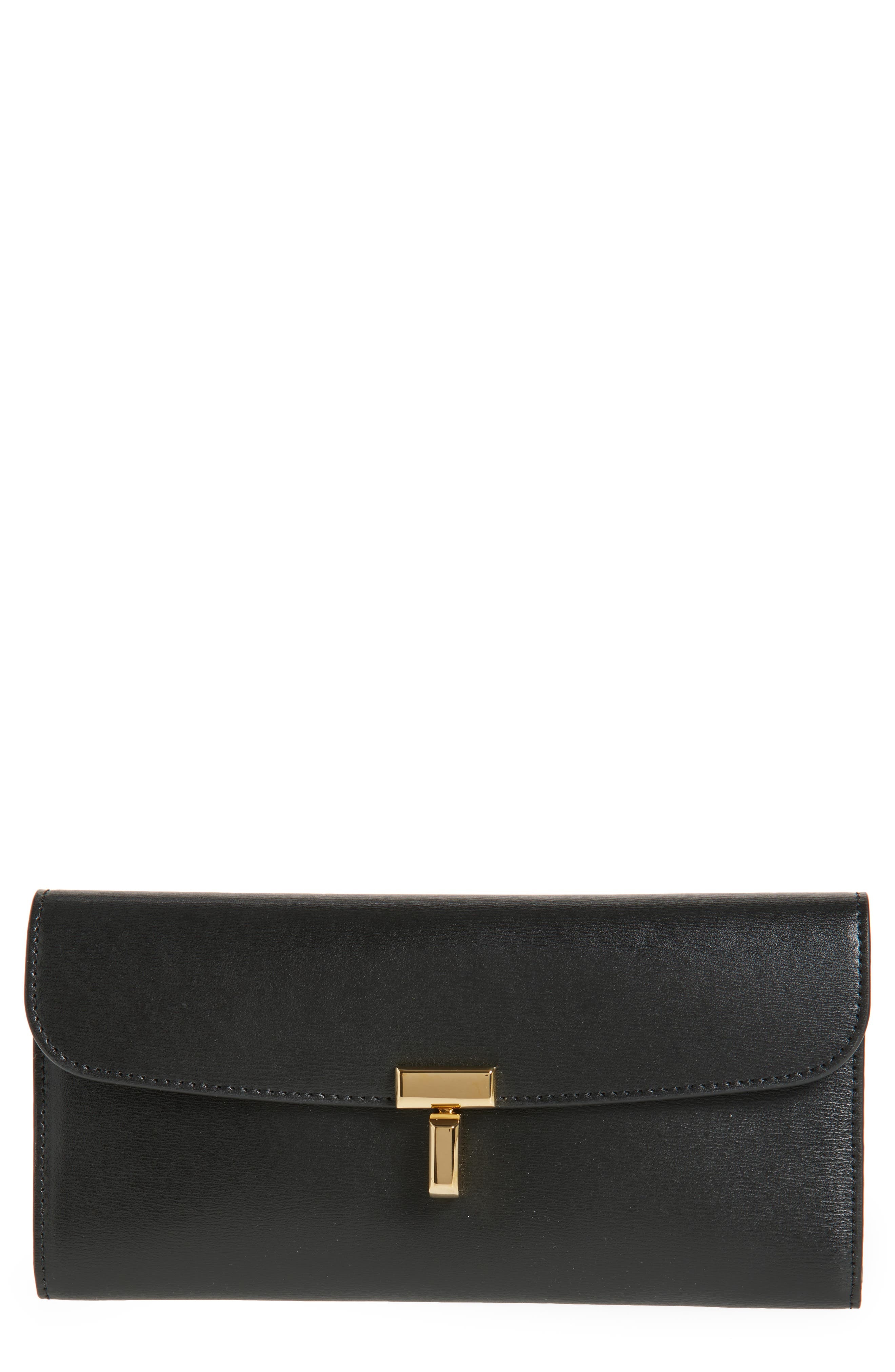 TOTEME T-Lock Leather Wallet in Black at Nordstrom - 1