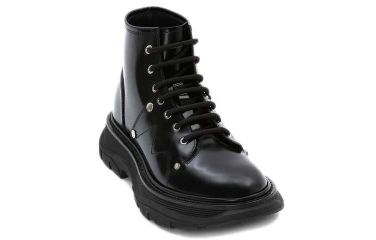 (WMNS) Alexander McQueen Leather Tread Ankle Boots 'Black' 685692WHZ851081 - 3