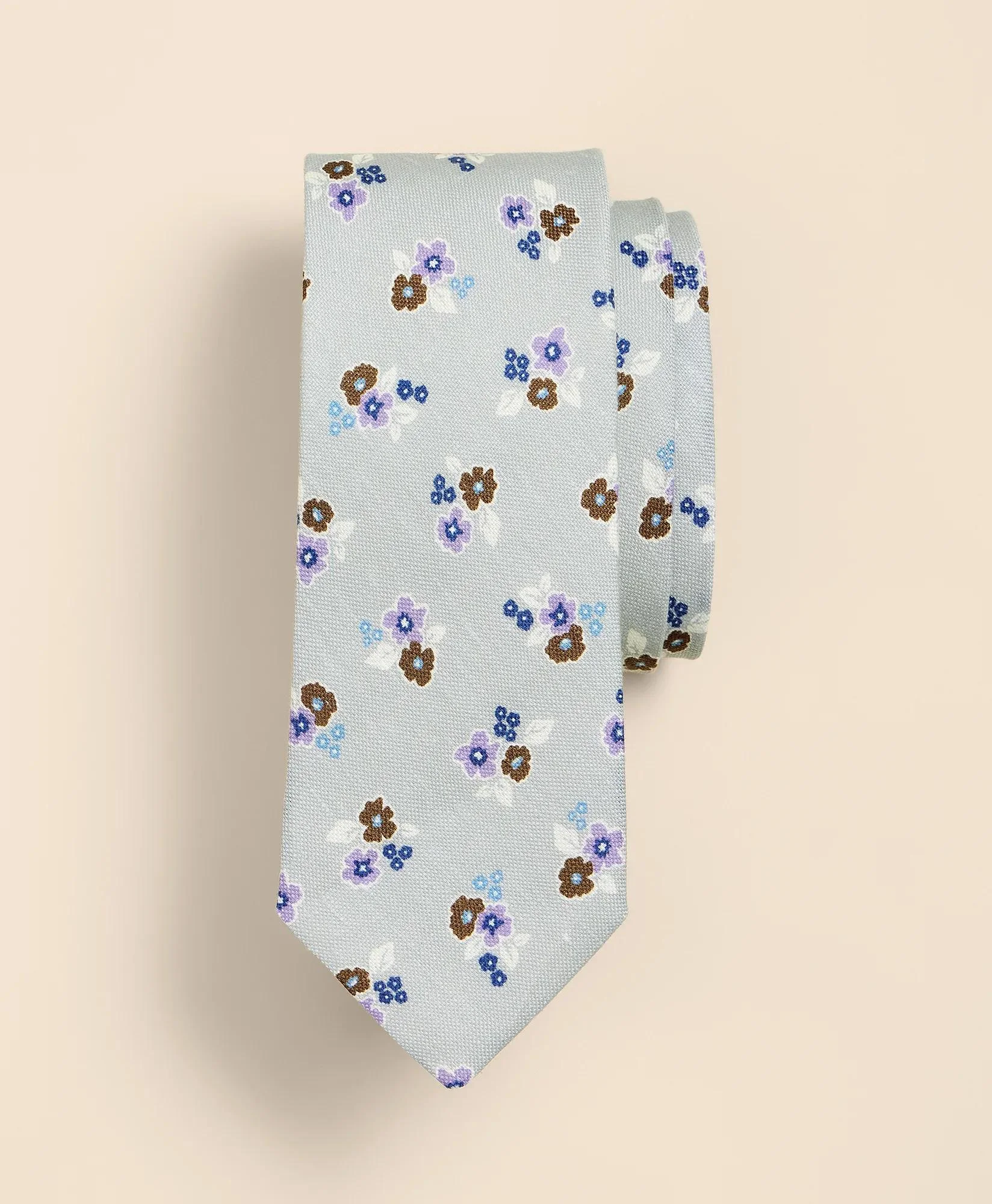 Linen-Silk Floral Tie - 1