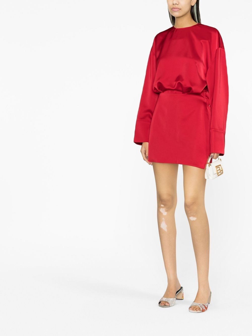 long-sleeve satin dress - 3
