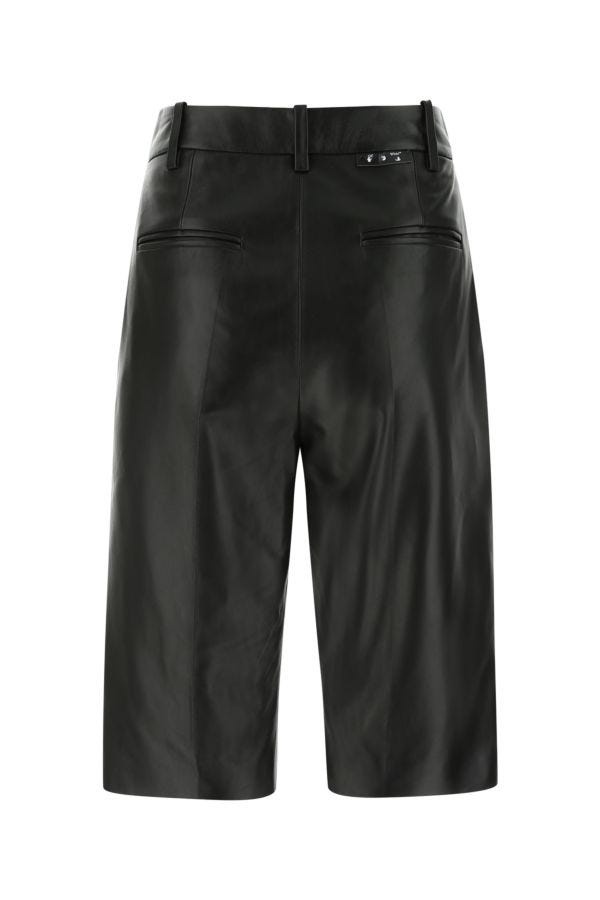 Black leather bermuda shorts - 3