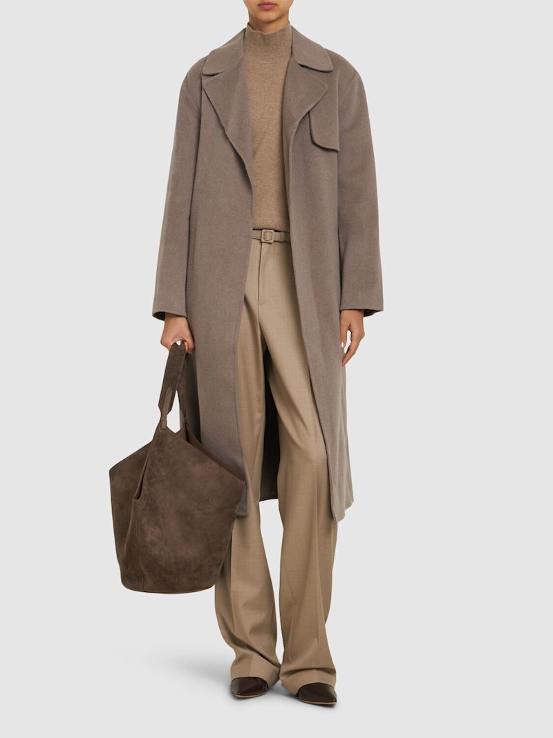 Belted wool & cashmere wrap trench coat - 2
