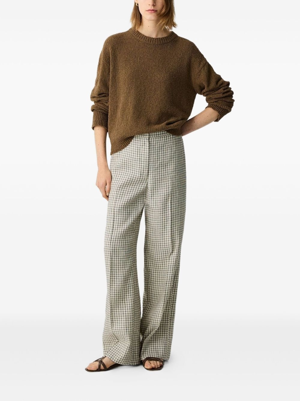 gingham-check straight-leg trousers - 2
