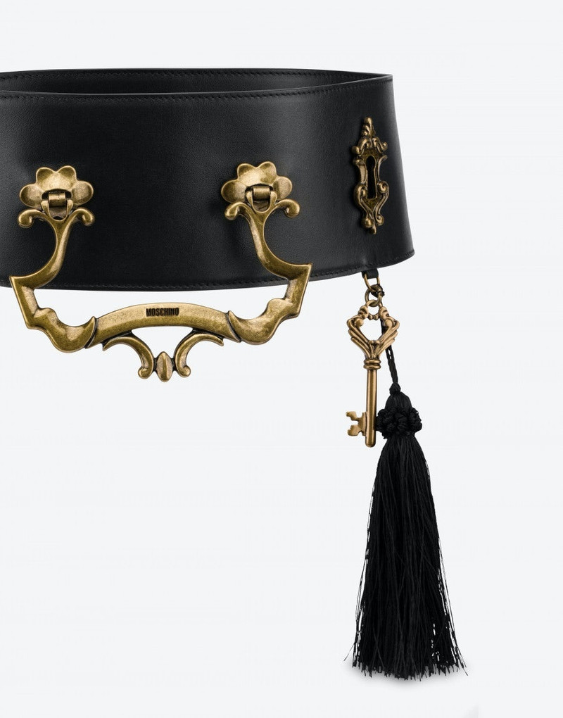 Moschino BAROQUE DETAIL CALFSKIN BELT outlook