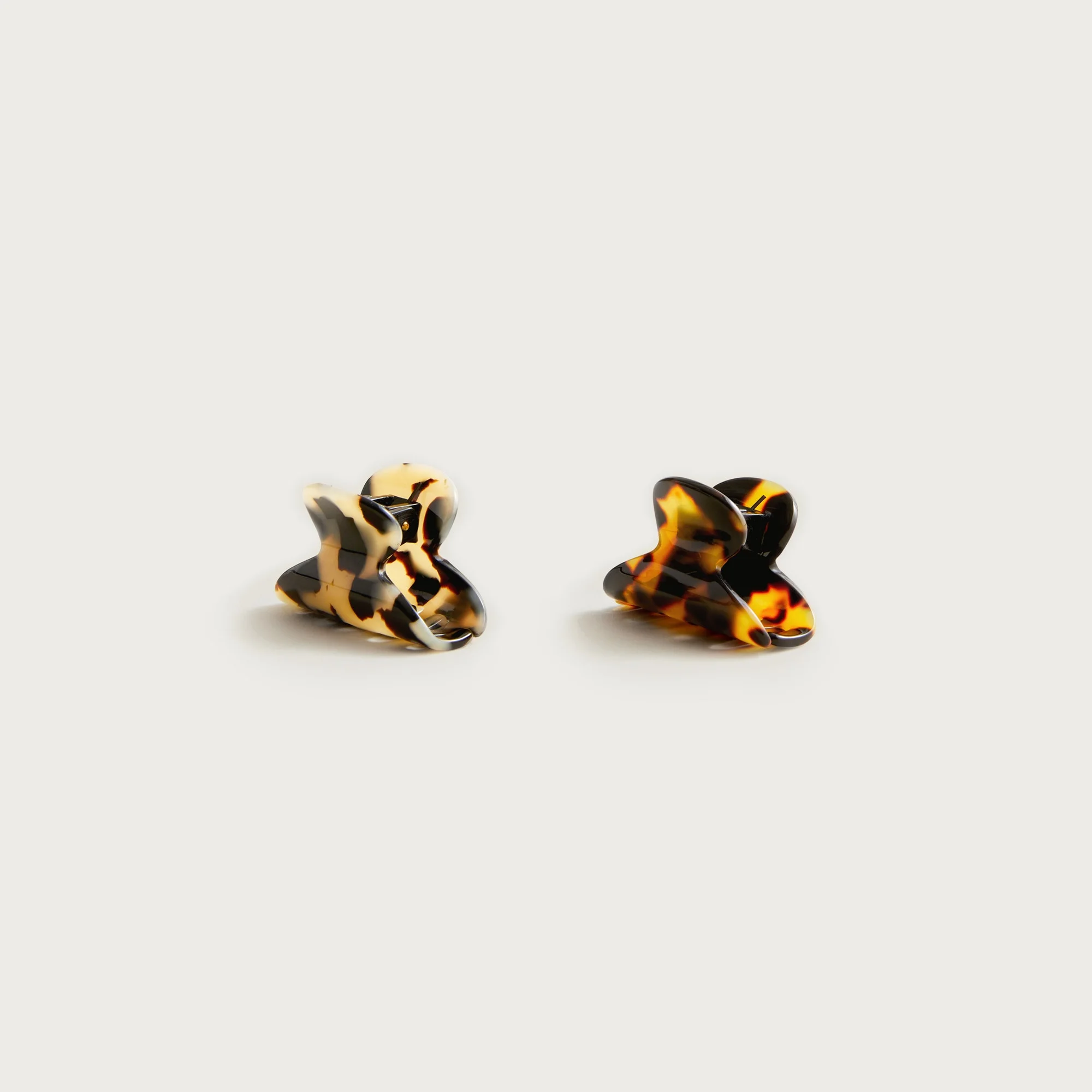 Mini hair clips two-pack in mixed Italian tortoise - 1