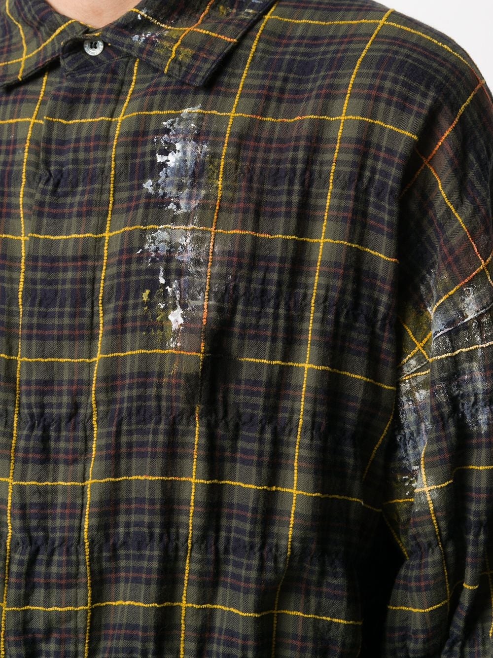 paint effect wrinkled checked shirt - 5