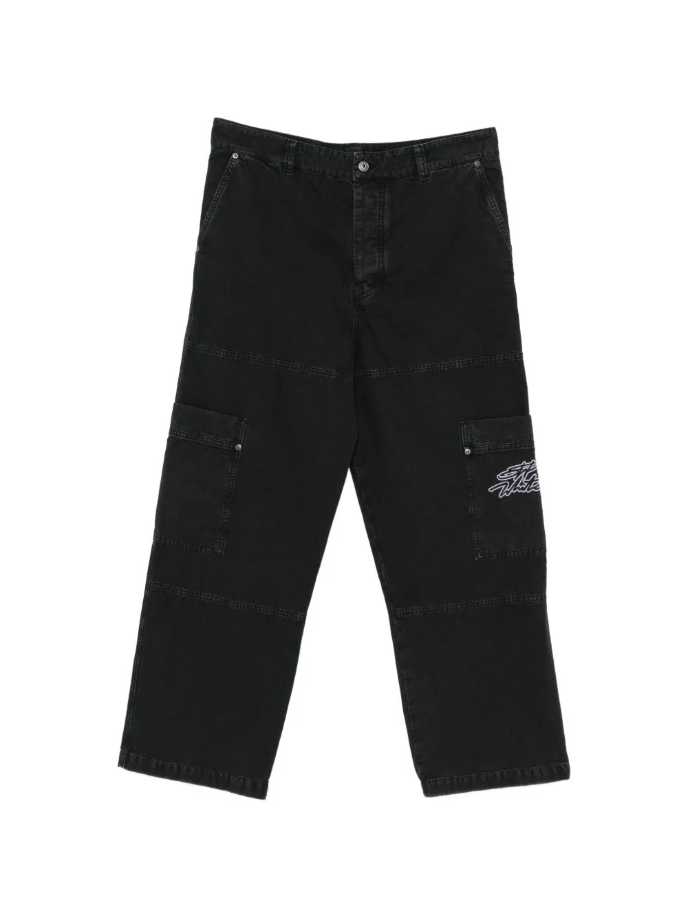 cargo-pocket embroidered trousers - 1