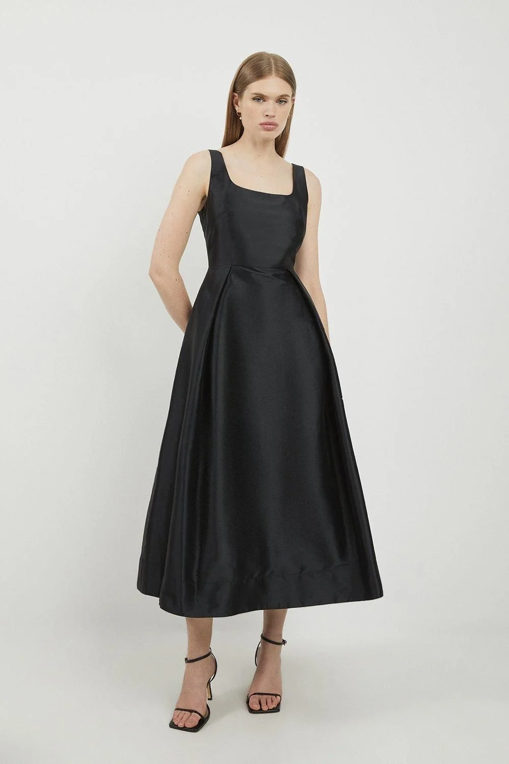 Petite Taffeta Full Skirt Tailored Midi Dress - 1