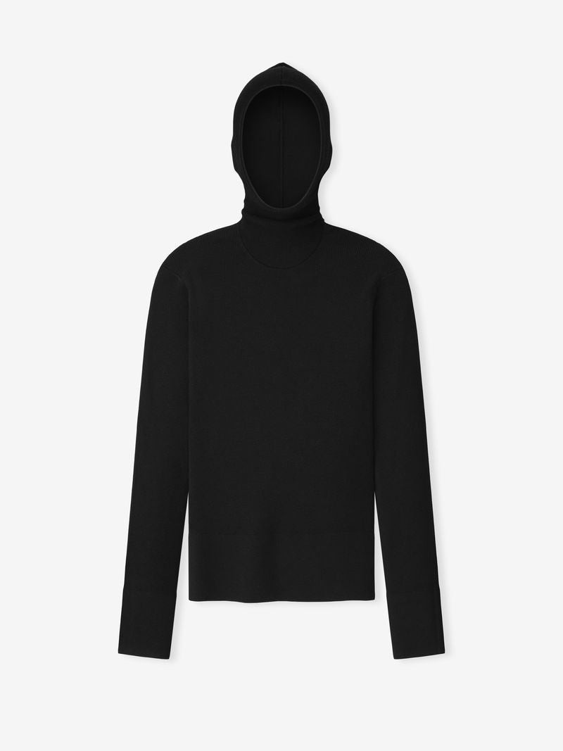 Women's Long Sleeve Hooded Rib Top - 1