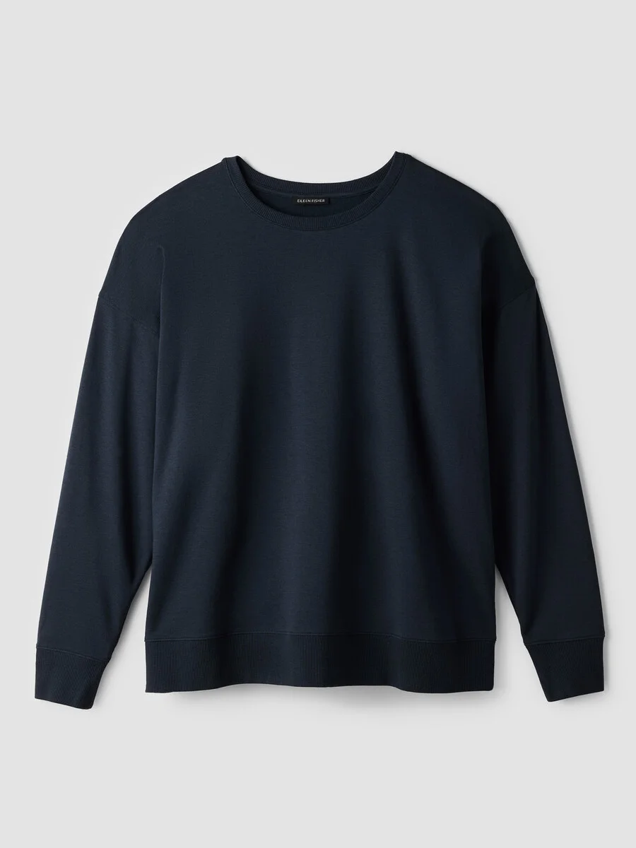 Cozy Brushed Terry Hug Crew Neck Long Top - 1