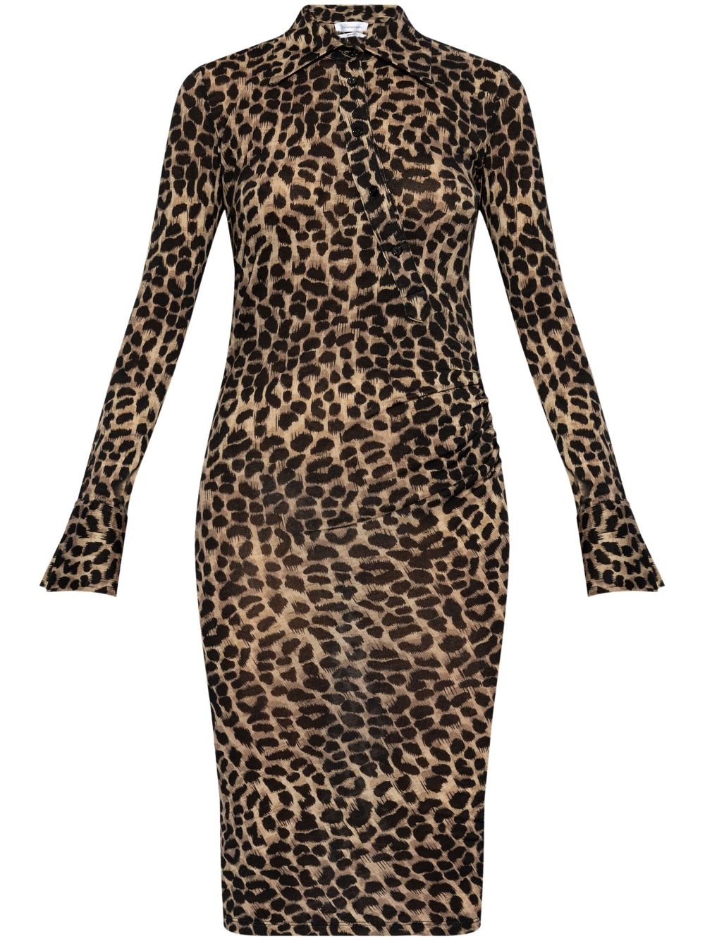 leopard-print wool dress - 1