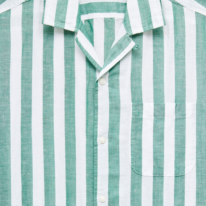 Short-sleeve camp-collar shirt in cotton-linen blend 4