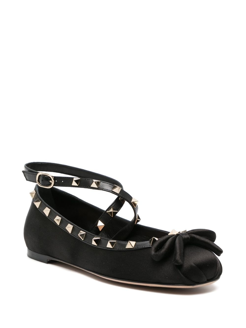 Rockstud satin ballerina shoes - 2