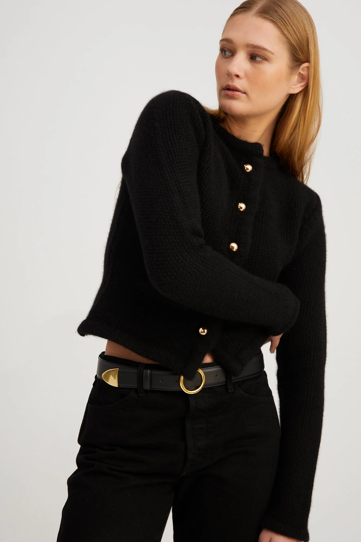 BLACK CASHMERE INGRID JACKET - 1