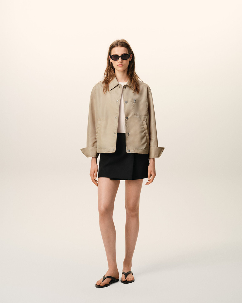 AMI Paris BEIGE NYLON AMI DE COEUR STUD BUTTONED JACKET outlook