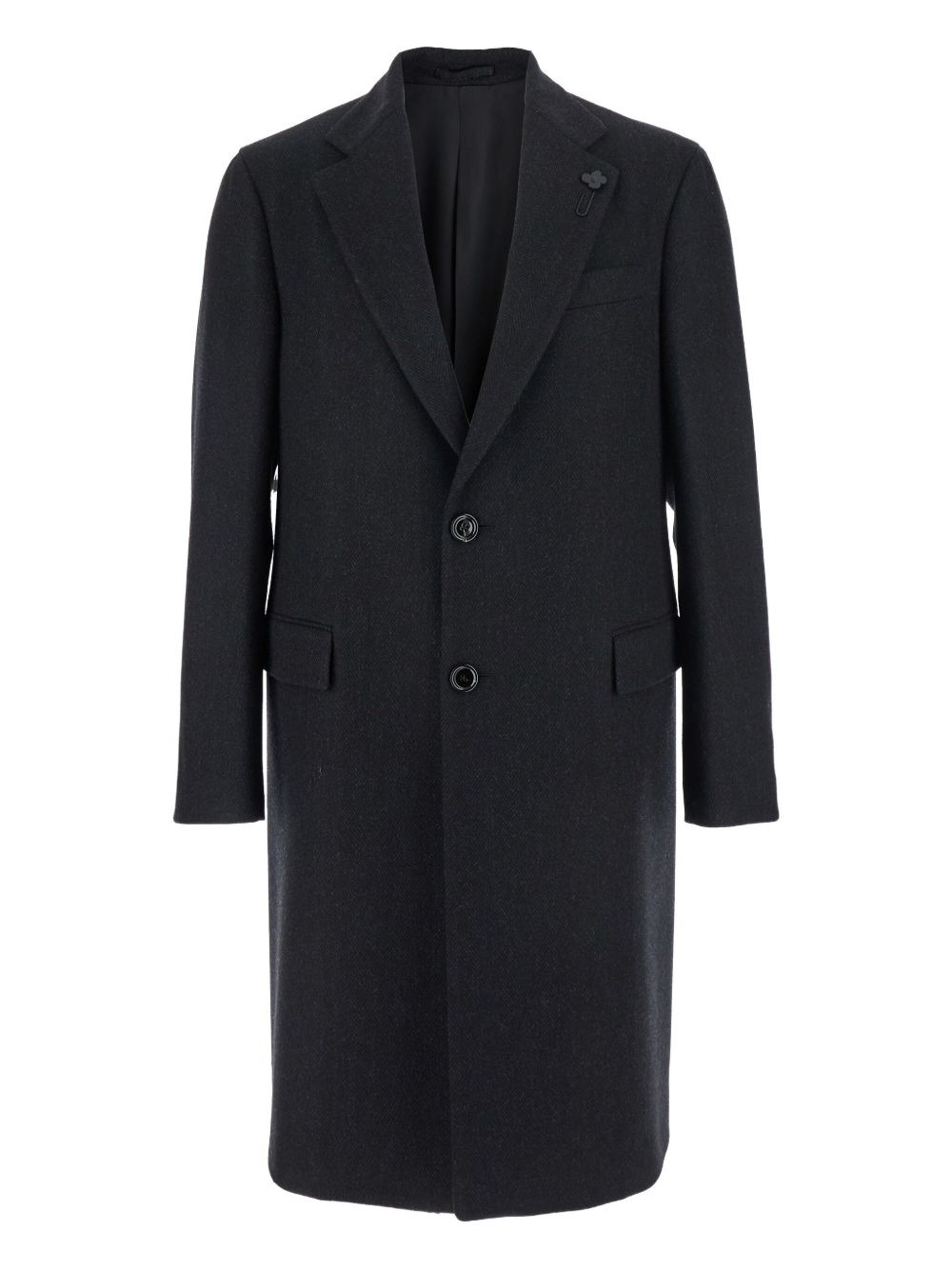 herringbone flower-embellished coat - 1