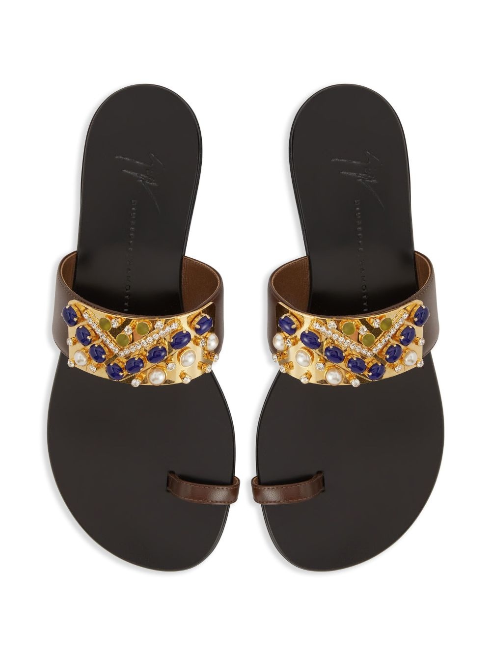 rhinestone-embellished flat sandals - 3