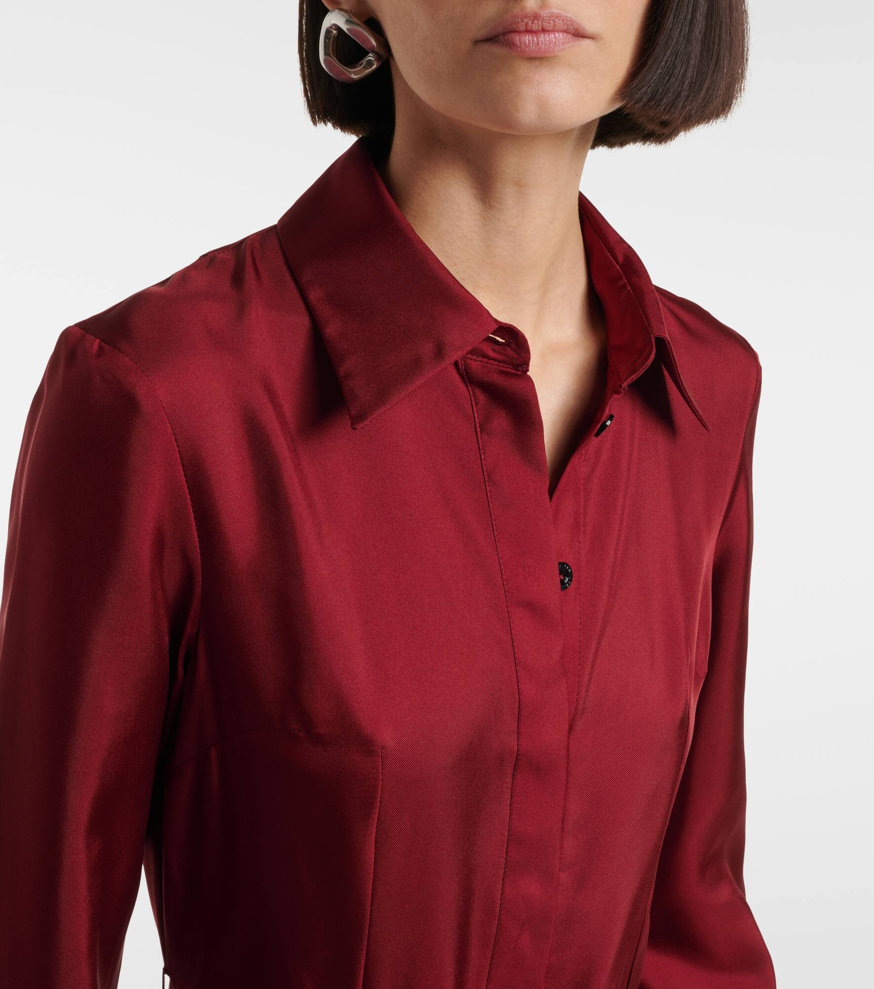 Riko belted silk twill shirt dress - 4