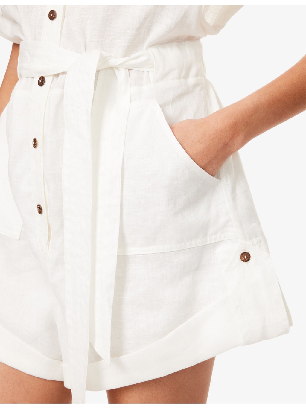 Rhiannon Belted Linen Playsuit - 6