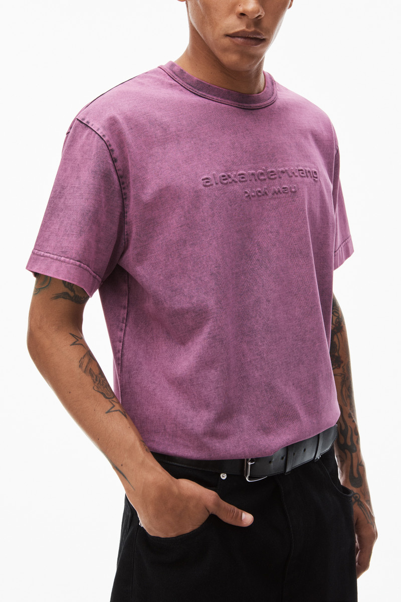 embossed logo tee in compact jersey 3
