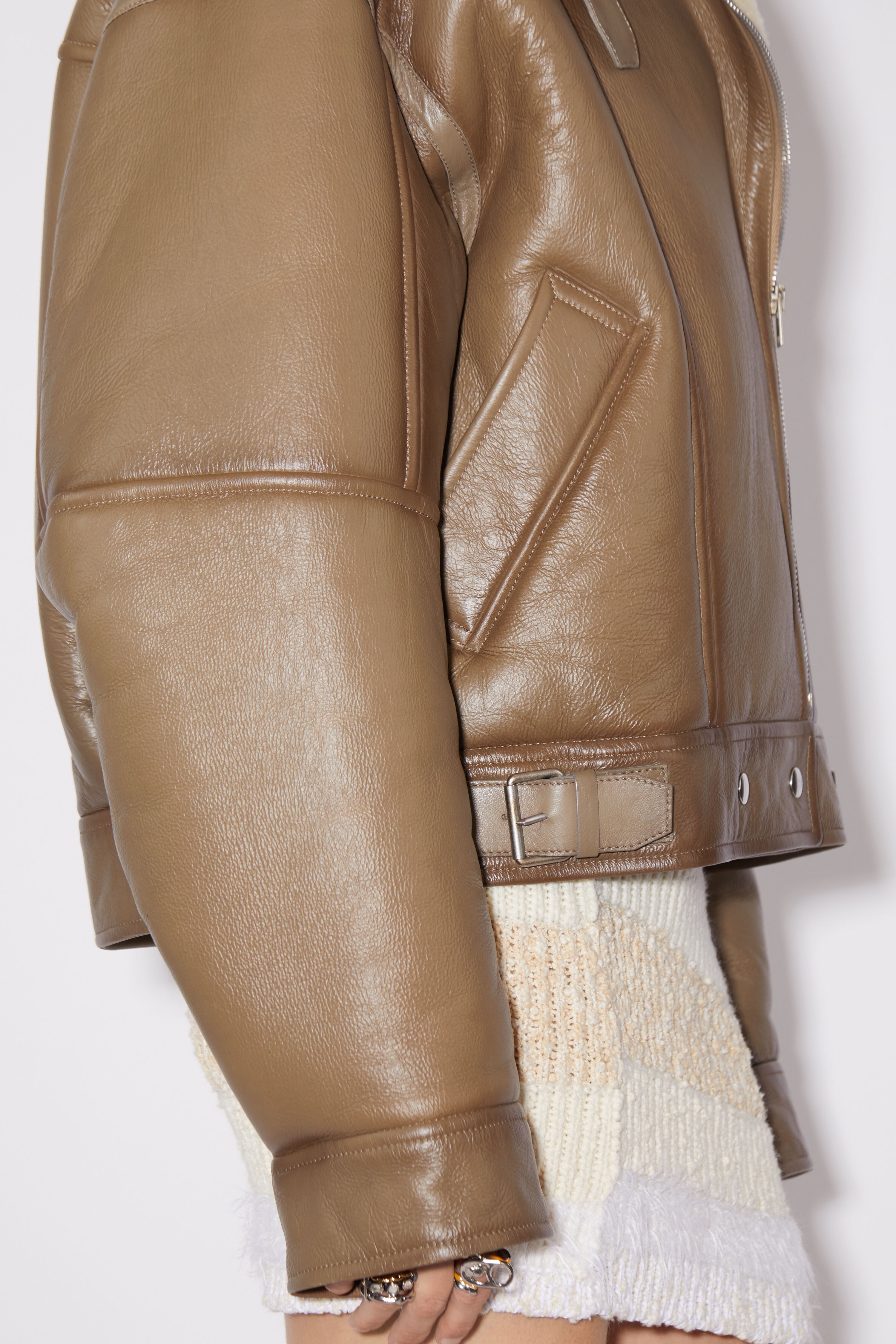 Leather shearling jacket - Brown/light camel - 5