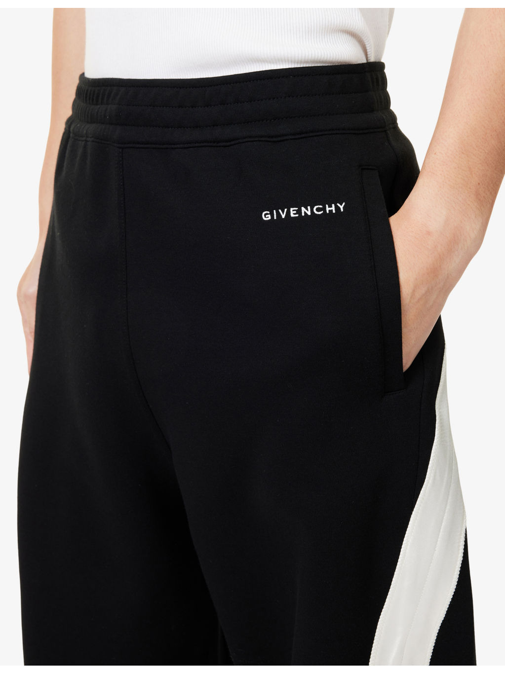 Open Seam Contrast Cotton-Jersey Jogging Bottoms - 5