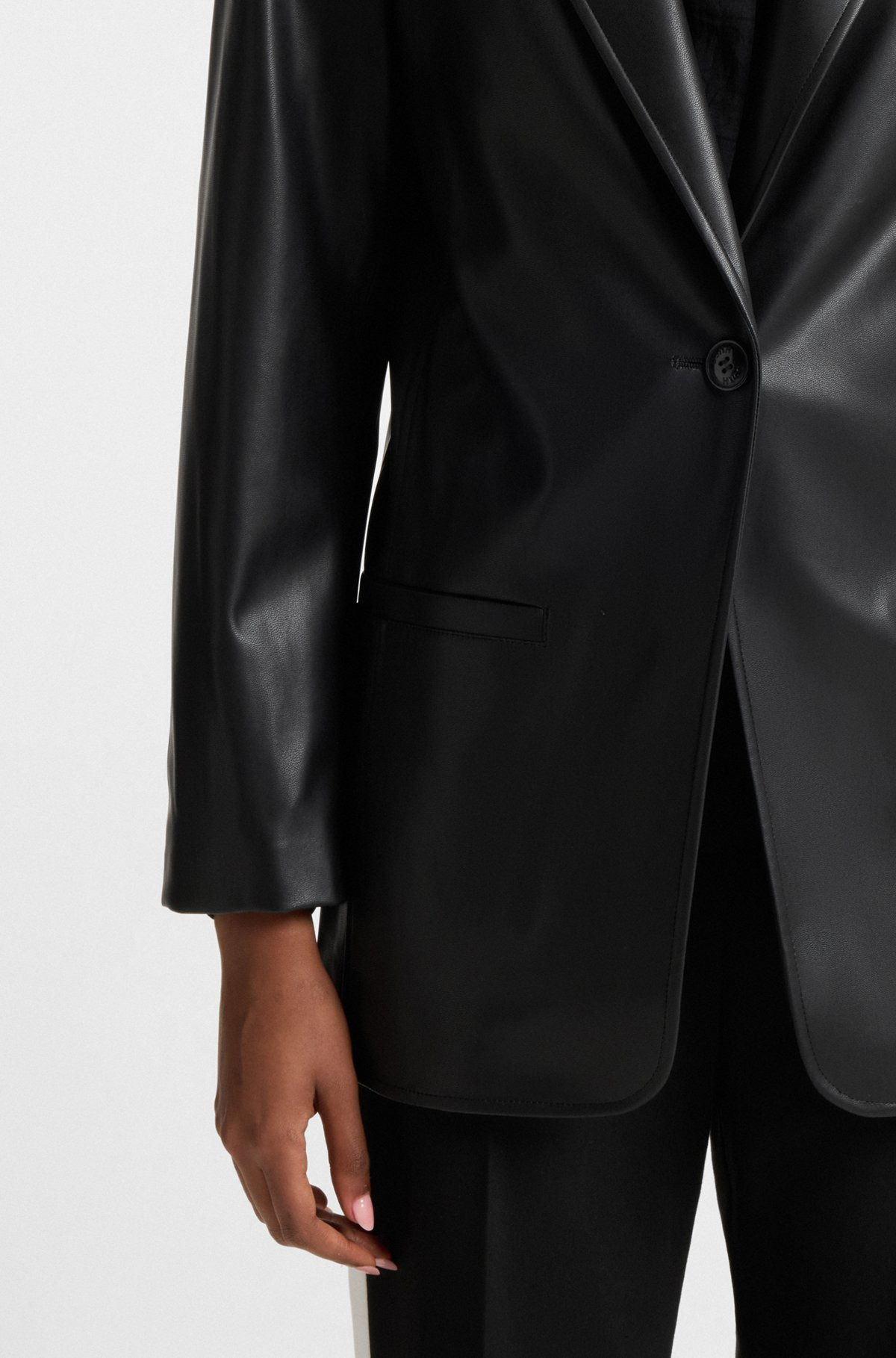REGULAR-FIT BLAZER IN FAUX LEATHER - 6
