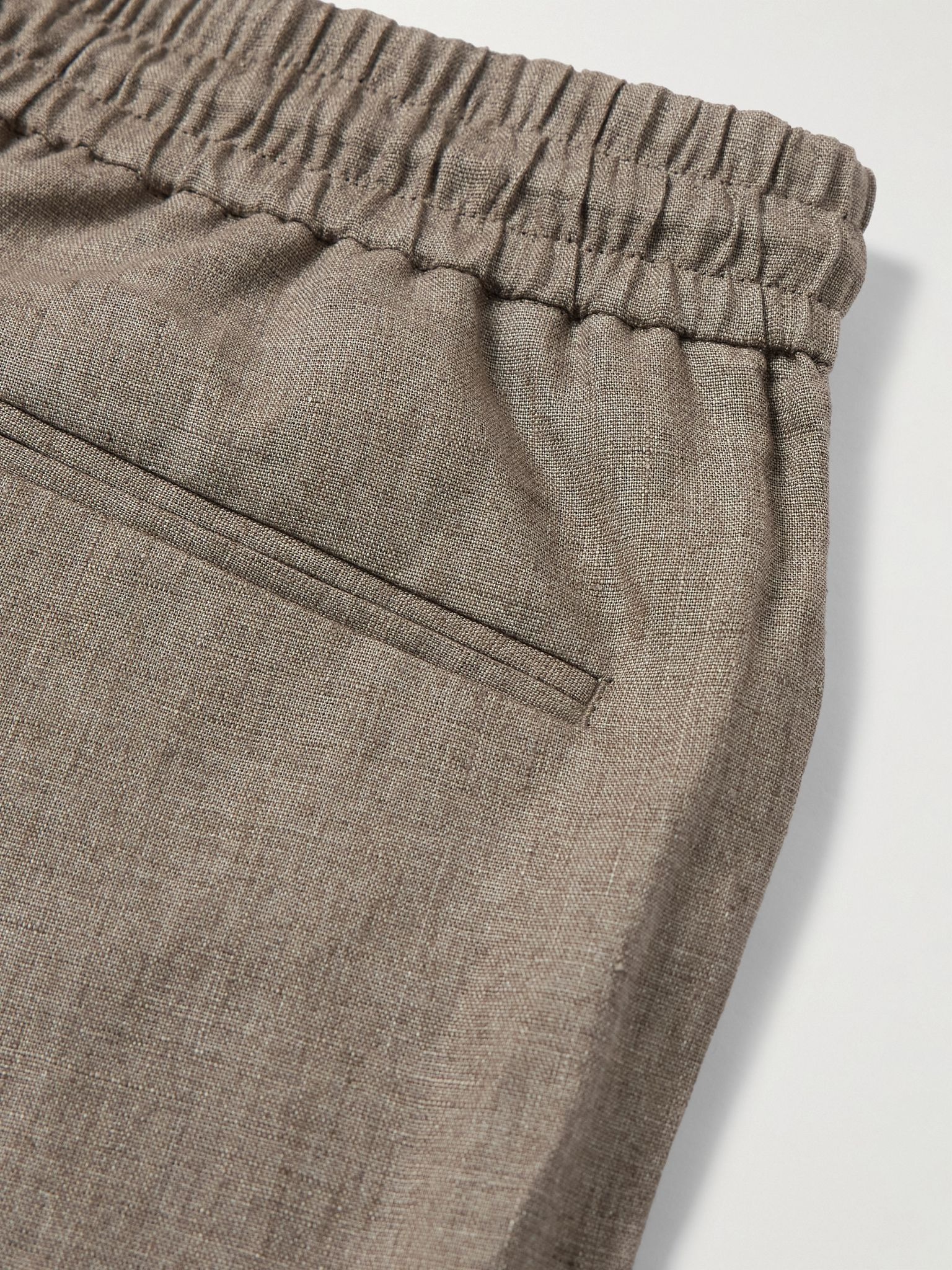 Straight-Leg Linen Drawstring Shorts Brown - 5