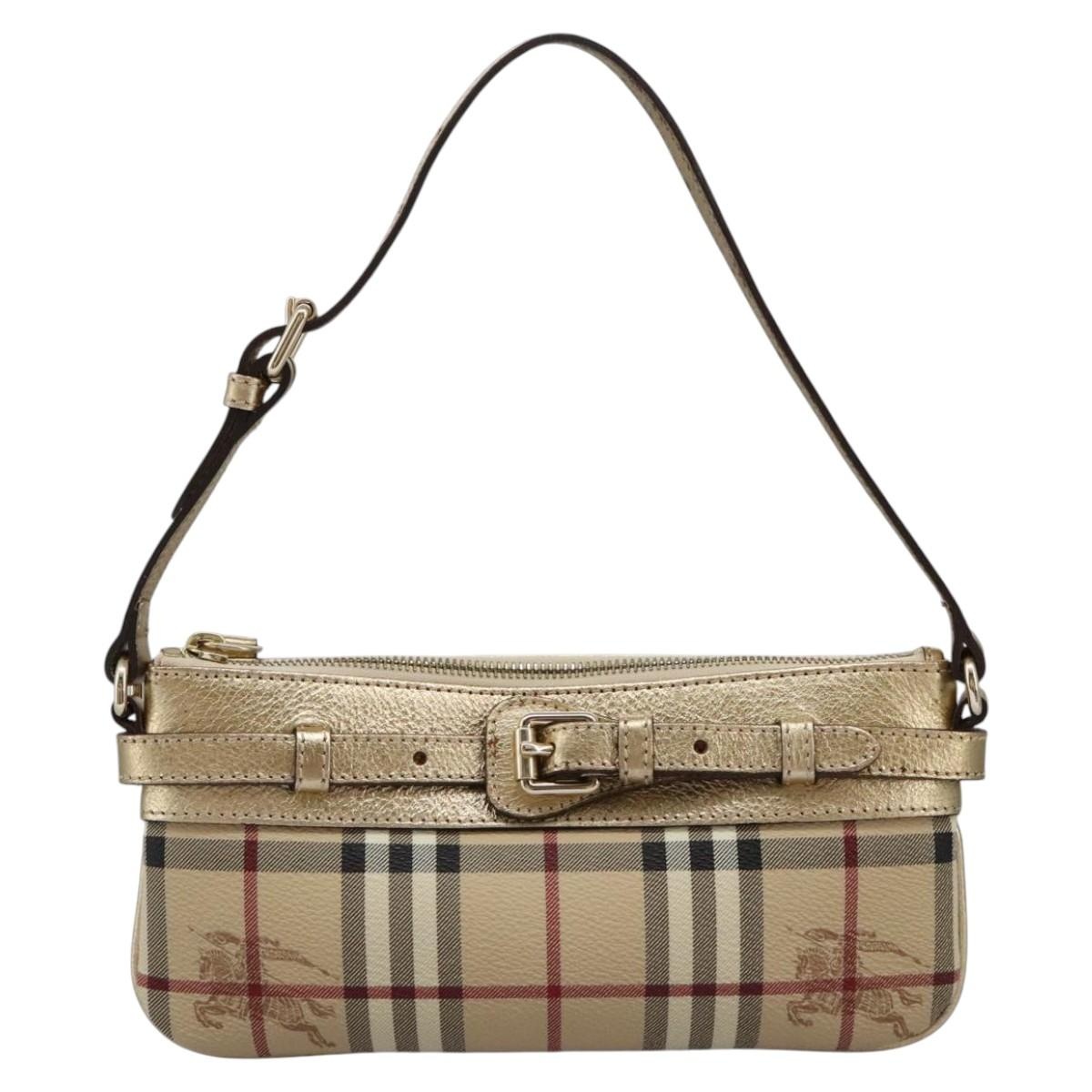 Burberry Nova Check Shoulder Bag Pvc Beige Gold - 13