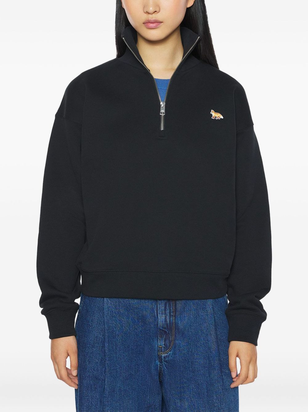 Profile Fox-embroidered half-zip sweatshirt - 3